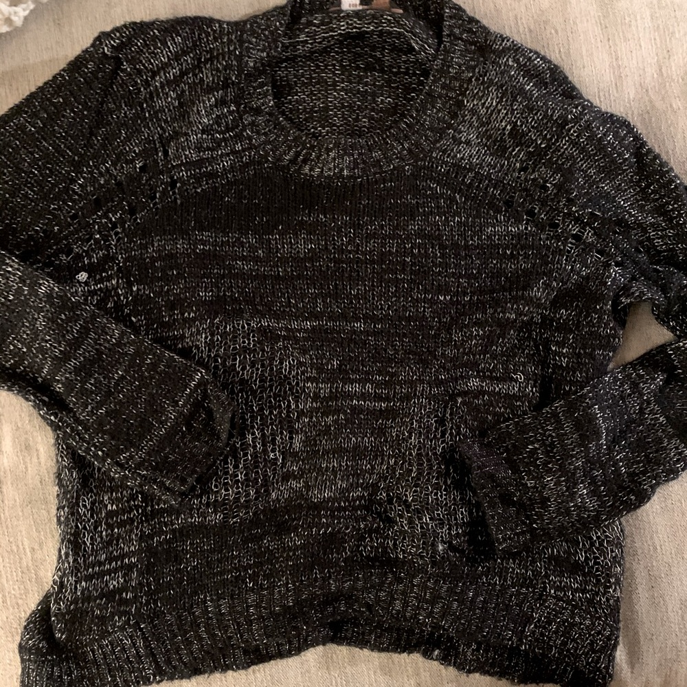 Distressed black/silver sweater
